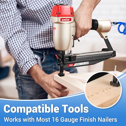 meite NP45 Pneumatic Nail Remover with 1-3/4 Inch 16 Gauge Finish Nails, Professional Heavy Duty Air Punch Nailer Denailer Gun and Galvanized Straight Finishing Nails, 2,500PCS