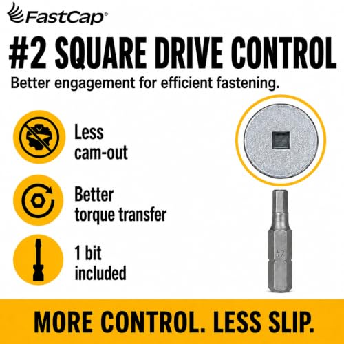 FastCap PowerHead Wood Screws, 3", #2 Square Drive, 150-Pack No. 8