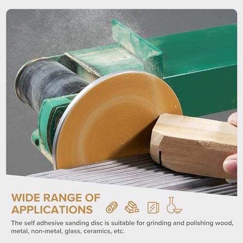 100 PCS 6 Inch Gold PSA Sanding Discs 60 Grit Self Adhesive Sticky-Back Sandpaper for DA Sander Automotive Car Paint Woodworking Wood Metal Finishing 100 PCS 60 Grit