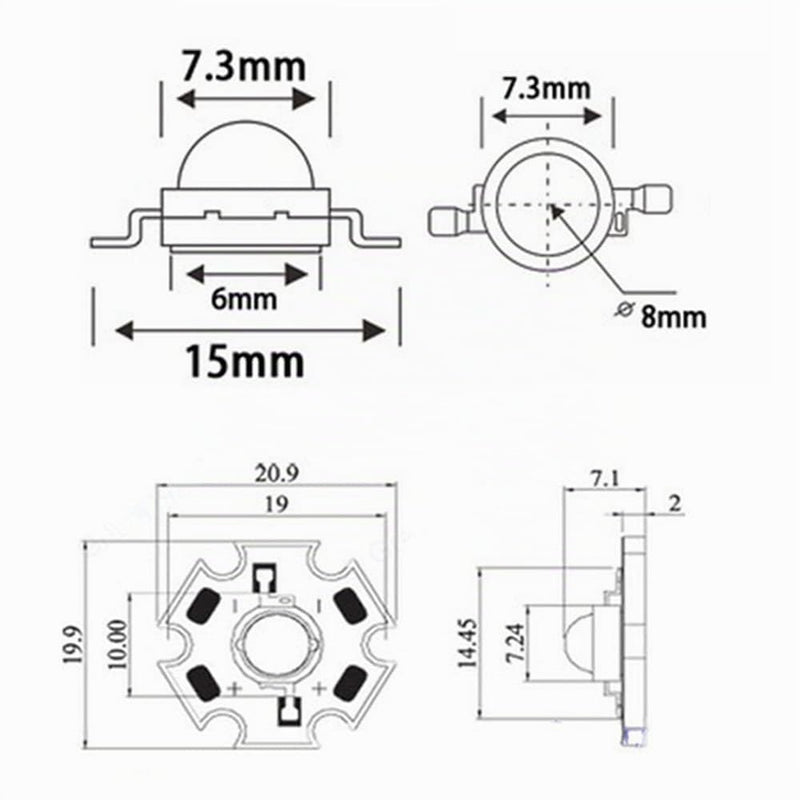 Pack of 10 High Power LED Chip on Board 3W Full Spectrum 380-840nm (400mA - 500mA/DC 3V - 3.4V/3W) Super Bright Intensity SMD COB Light Emitter Components Diode 3W Bulb Lamp DIY Lighting Full Spectrum 380-840 Nm