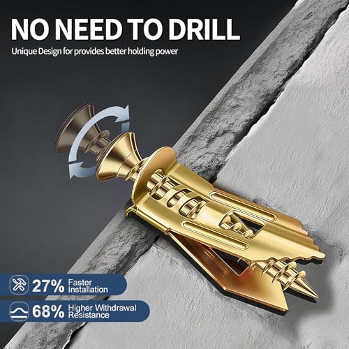 300PCS Drywall Anchors and Screws Kit, 150 Self Drilling Sheetrock Anchors and 150 Heavy Duty Wall Fasteners, Hollow Wall Anchors for Hanging Shelves, Picture Frames, Cabinets and Home Décor 3