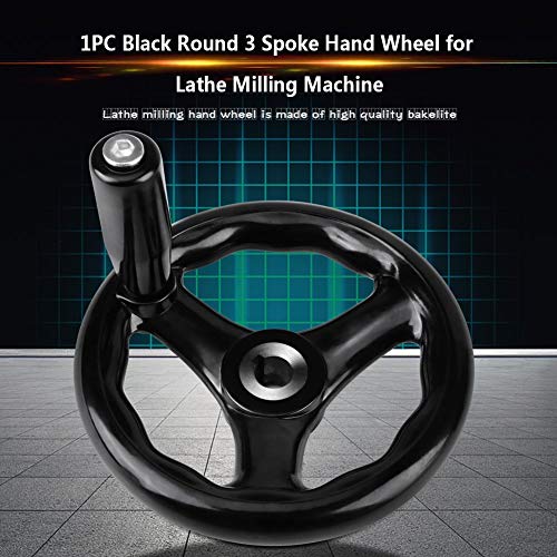Black Round 3 Spoke Hand Wheel Electric Wood Bakelite Three Hand Wheel Machine Hand Wheel 12 * 125mm for Lathe Milling Machine