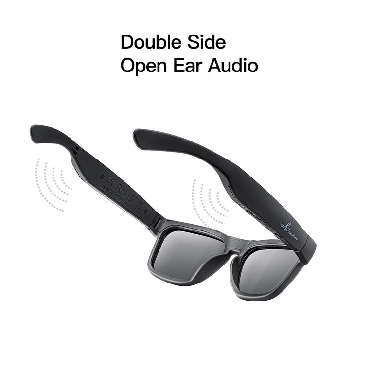 OhO Smart Glasses,Polarized Sunglasses with Bluetooth Speaker,Athletic/Outdoor UV Protection and Voice Control,Unisex(Grey Lens) Black Frame-black Lens (Color)