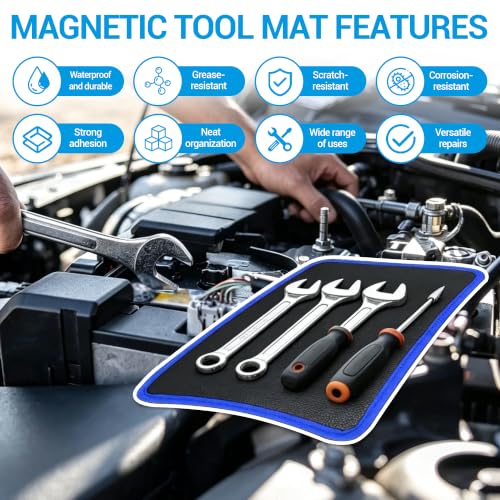 4 PCS Magnetic Tool Mat & Pad Set, Flexible Heavy Duty Magnetic Parts Holder Organizer Tool