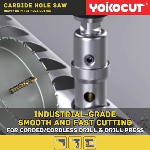6 Inch Carbide Hole Saw, Hole Cutter Carbide Tipped with Pilot Drill Bit, TCT Hole Saws for Stainless Steel, Metal, Iron, Copper, Brass, Plastic, Wood 6"