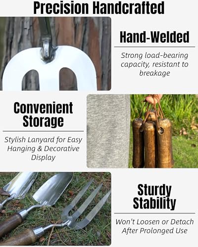 Garden Tool Set, 6PCS Heavy Duty Stainless Steel Gardening Hand Tools with Ropes, Includes Hand Cultivator Shovel Trowel Transplanter 2-in-1 Hoe Pruner, Ideal Gardening Gifts for Women Men (Classic) Classic 6-Piece Heavy Duty Garden Tool Set
