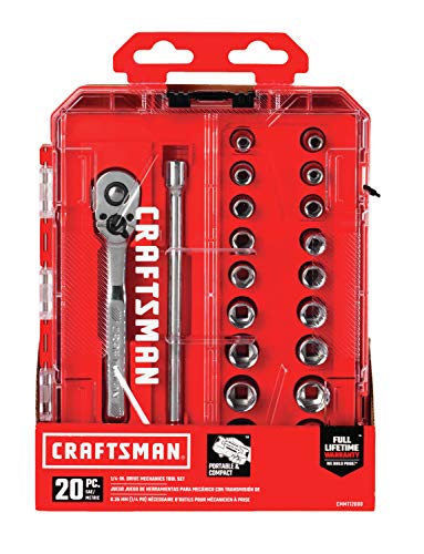 CRAFTSMAN Socket Set, SAE/Metric, 1/4" Drive, 20Piece (CMMT12008) One Size 20 Piece Set