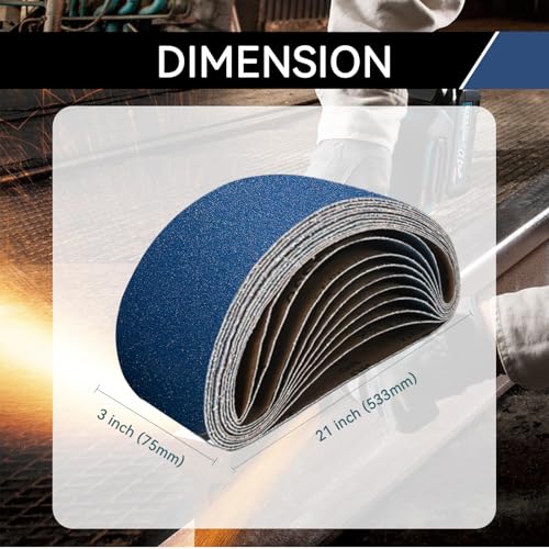 3x21 Inch Sanding Belts 20 Pcs 60 Grits Heavy Duty Belt Sander Zirconia Belt Sander Paper for Wood, Metal, Stainless Steel, Automotive, and Furniture 60 Grits-20 PCS