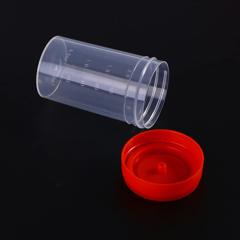 POPETPOP Sample containers 20 pieces sample cups with lids 60 ml urine container urine sample collection cup test cup without laboratory (random color) urine cup with screw lid medium as shown