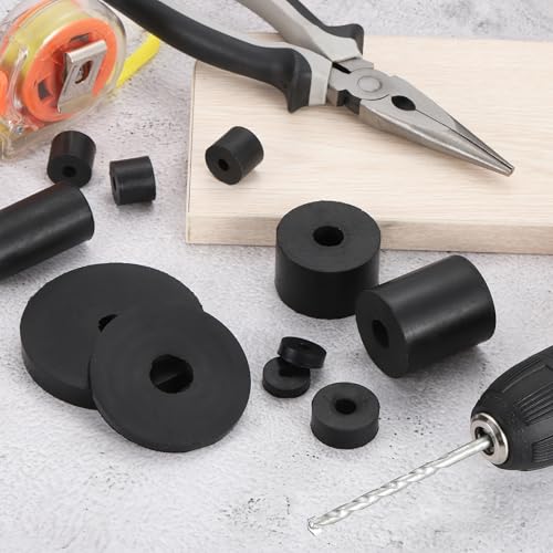 uxcell 6 Pcs Multi Purpose Rubber Spacer, 0.5" OD x 2" ID x 2" Thickness Anti-Vibration Isolation Rubber Bushings Grommets Spacers Washers for Home Cars Boat Accessories (Black) 0.47 x 2 x 2inch