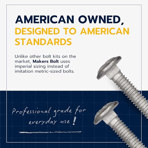 5/16" x 2-1/2" (50 Pack) Galvanized Carriage Bolt Kit Grade 307A Includes 5/16" USS Flat Washers (50 pcs) and 5/16"-18 Hex Nuts (50 pcs), Hot Dip Galvanized for Exterior Use by Makers Bolt 5/16" x 2-1/2"