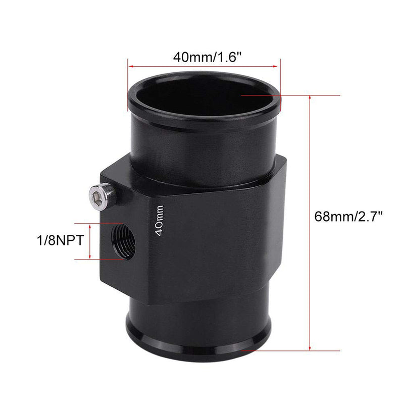 Black Aluminum Water Temp Meter Temperature Gauge Joint Pipe Radiator Sensor Adaptor Attachment Hose Clamps 40mm Black