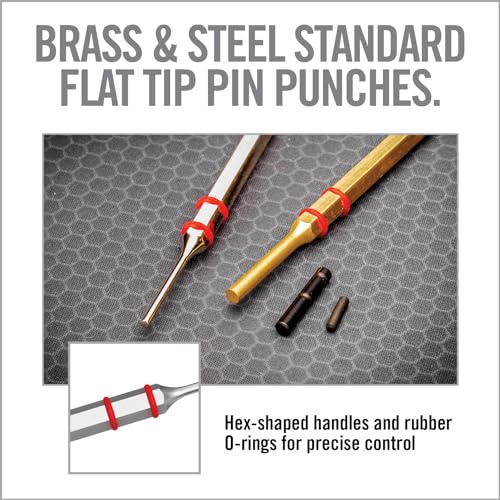 Real Avid Brass Punch Set & Hammer + Non-Slip Magnetic Bench Block | 7 Premium Brass Pin Punches & 3 Steel Punches, 4 Interchangeable Hammer Heads - Brass Steel Rubber & Nylon + Universal Bench Block