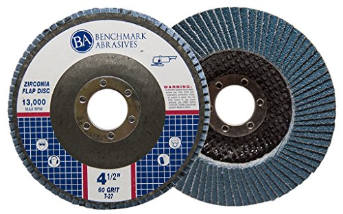 Benchmark Abrasives 4.5" Premium Zirconia Type 27 Flap Discs Grinding Wheels for Sanding Stock Rust Removal Finishing Grinding Deburring Stainless Steel, 7/8" Arbor (10 Pack) - 60 Grit