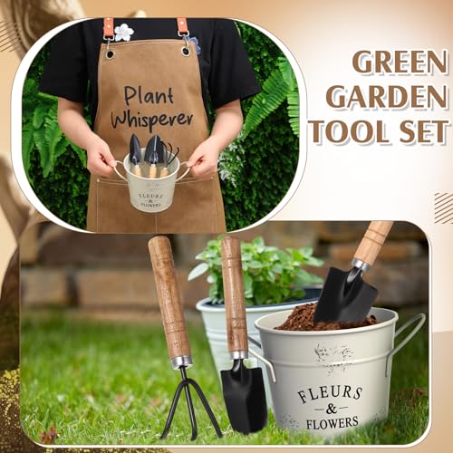 Tarpop 7 Pcs Garden Tool Set Plant Whisperer Apron Cap Gloves Tools, Brown