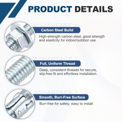 3/8" x4-1/4 Wedge Bolt 25 Pack Carbon Steel Zinc Plated 3/8"x4-1/4"