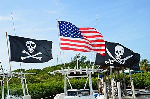 South Wind Designs Boat Flag Pole for Rod Holder & Rocket Launcher - Marine Boat Flagpole Kit, Fiberglass Rod, EVA Foam Base with Gimbal End - 4.5ft Flagpole & 2x3 USA Flag (Combo) 4.5 Feet
