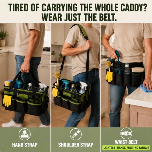 Wearable Cleaning Caddy Bag with Tool Belt Set, 600D Durable Fabric