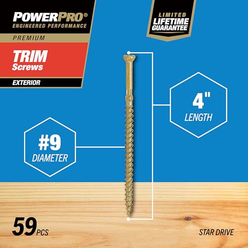 Power Pro All-Purpose Wood Trim Screws, #9 x 4in, 128 Pack, Bronze #9 x 4" (Pack of 2)