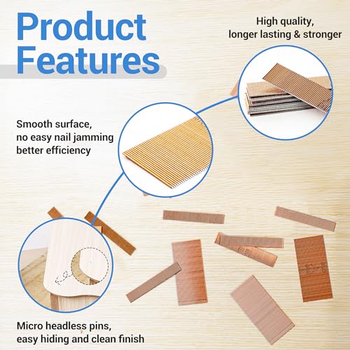 meite 1-3/16" Galvanized 23 Gauge Pin Nails - 10000 Counts and Assorted 5 Sizes (3/8", 1/2", 5/8", 3/4", 1") Galvanized Pin Nails - 10000 Counts