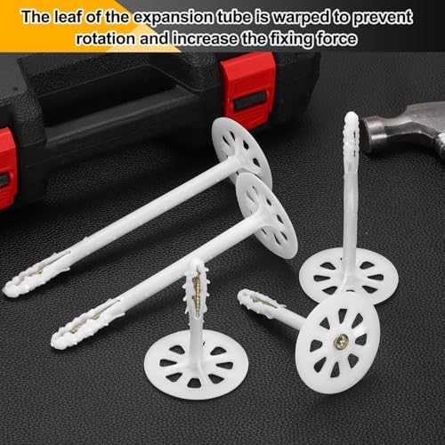 PATIKIL 142mm Perforated Insulation Pins, 50 Pcs Insulating Nails Wall Plug Plastic Expansion Bolt for Fixing Foam Boards to Masonry Wall or Ceiling