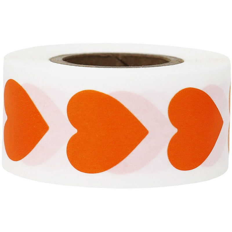 Orange Heart Stickers Valentine's Day Crafting Scrapbooking 0.75 Inch 500 Adhesive Stickers Orange
