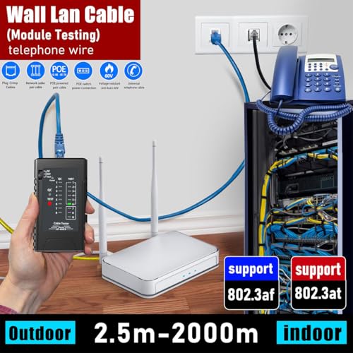 Network Cable Tester Ethernet Tester Cable Tester Shielding Cable LAN Connection Tester Tool Black for RJ45 RJ11 RJ12