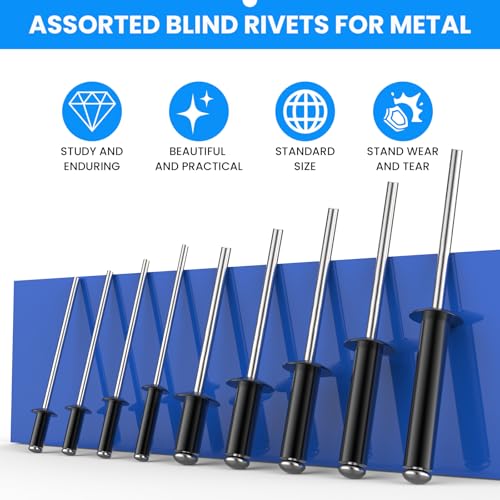 SDTC Tech 400pcs Black Pop Rivets Assortment Kit Black-400p