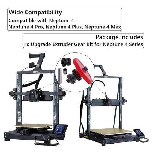 Hardened Steel Extruder Gear Kit for Neptune 4 Series, 3D Printer DLC Nano Coating Hardened Steel Extruder Dual Gear and POM Gear Kit for Elegoo Neptune 4/Pro/Plus/Max