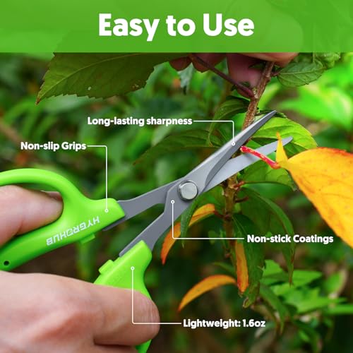 3pcs Garden Scissors Small Pruning Shears Gardening Snips Non-Stick Coating Sharp Steel Blade for Precise Cutters Bonsai Trimmer for Plants Flower Herb