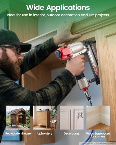 meite F50C Pneumatic Brad Nailer Kit Includes 2,000 Pcs 18 Gauge Stainless Steel Brad Nails 1-1/2", Ideal for Trim Work Furniture Building & DIY Projects