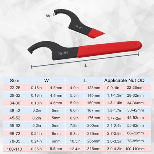 9Pcs C-Shape Hook Spanner for Car & Motorbike Shock Adjustmen Red