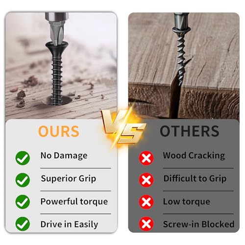 300 Pcs Wood Screws #9 X 2-1/4" Flat Head Phillips Screws Coarse Thread Self Tapping Screws, Matte Black #9 X 2-1/4"