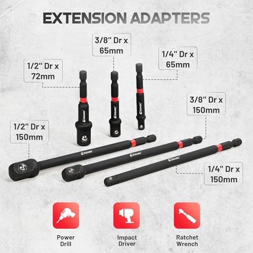 EZARC Impact Socket Adapter Set, 14PCS with Swivel and Angle Attachments