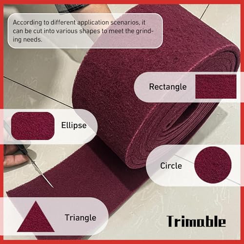 Premium 5" x15' Maroon Scuff Pads 7447Multi-Purpose Surface Preparation Pad forCar Auto Body, Woodworking, Paint PrimerPrep, Scuffing, Sanding & Scouring 5 Inches*15 Feet