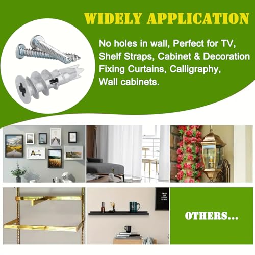 250pcs #8 Metal Self-Drilling Drywall Anchors, (125 Anchors+125 Screws) Hollow Zinc Wall Anchors and Screws Kit, 125pcs Heavy Duty Anchors 125pcs #8 x 1-1/4" Screws 250