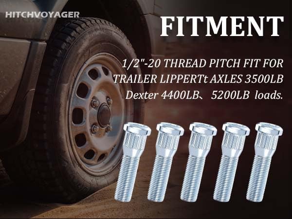 1/2-20 UNF Thread Wheel Stud,Trailer Lug Studs Supports 2000 to 7000lb Axle 24PCS 1/2"-20 Wheel Studs