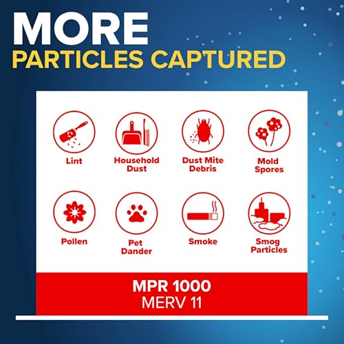 Filtrete 23.5x23.5x1 AC Furnace Air Filter, MERV 11, MPR 1000, Micro Allergen Defense, 3-Month Pleated 1-Inch Electrostatic Air Cleaning Filter, 2 Pack (Actual Size 23.188x23.188x0.81 in)