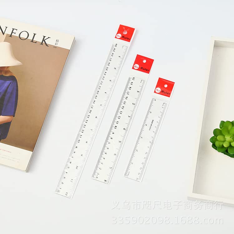 Pack of 3 Plastic Rulers, 15 cm 20 cm 30 cm Ruler Transparent Flexible Precision Ruler Measuring Tool Flexible Precision Ruler for School Office Home (6, 8, 12 Inches)