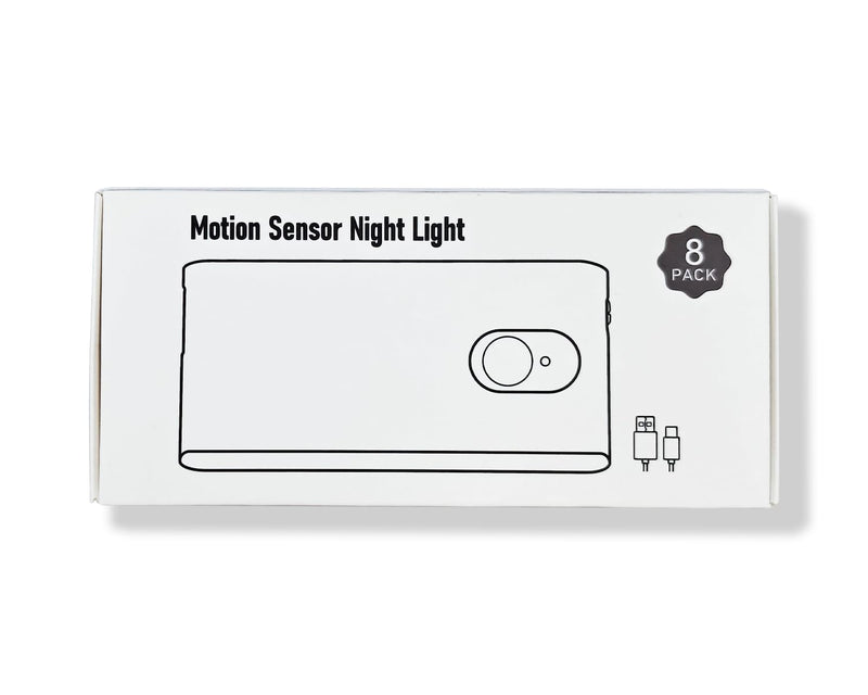 WILLED Rechargeable Night Lights, Warm White Motion Sensor Night Lights, Wireless Stair Lights Indoor for Stairway, Hallway, Kitchen, Closet, Cabinet, Bedroom, Kids' Room(8-Pack) 8 Pack