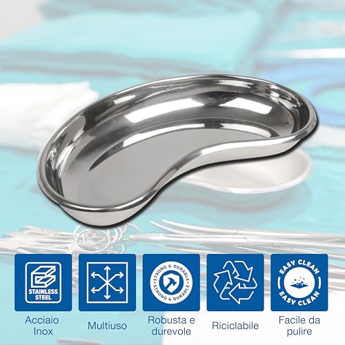 GIMA 26610 Stainless Steel Kidney Dish, 207 mm x 128 mm x 33 mm, capacity 480 ml 207 x 128 x 33 mm