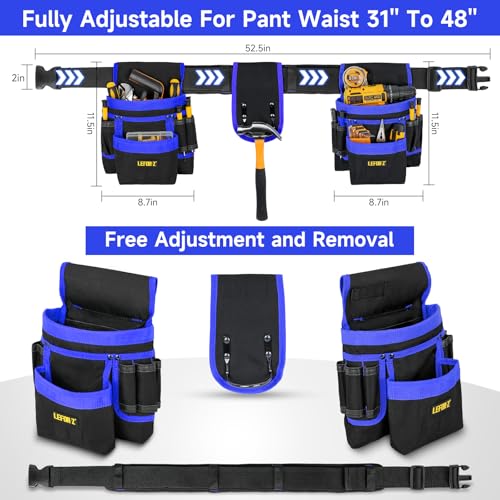 Magnetic Tool Belt Pouch Bag With Replacement Padded Tool Belt(Adjustable Waist 34''-40''),Heavy Duty Tool Belts for Men,Work Belts for Electrician,Carpenter,Construction,Utility Belt