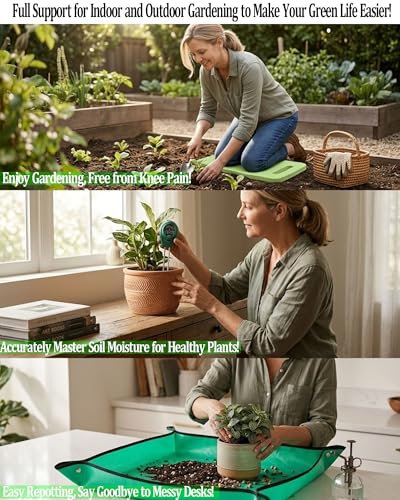 10PCS Heavy-Duty Garden Tools Set for Beginners - Rust-Proof Aluminum Garden Kit with Soil Tester, Repotting Mat & Kneeling Pad, Perfect Gardening Gift for Women, Mom & Beginners