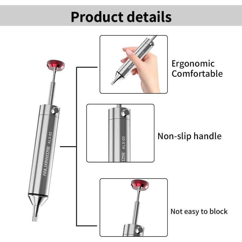 Owootecc Desoldering Pump, No Clogging, Aluminum Alloy Desoldering Pump, Desoldering Tool with 1 Silicone Nozzle, 2 Solder Wick Braids, Stronger Suction for Solder Removal