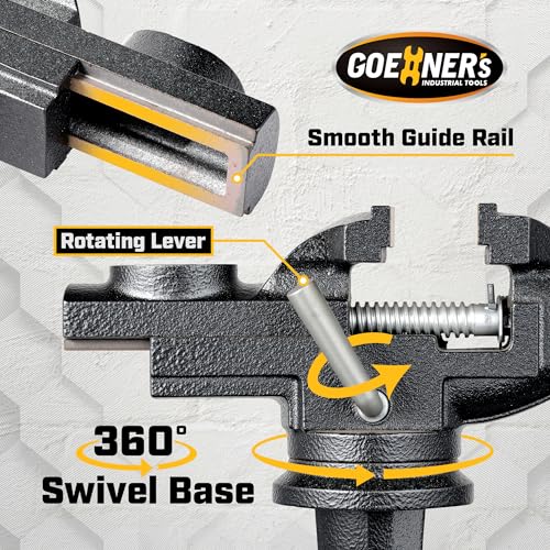 Table Vise or Bench Vise 3.2 Inch, 360° Swivel Clamp-On Vise Portable Home Vice with Large Anvil for Woodworking, Cutting Conduit, Drilling, Metalworking 3.2‘’