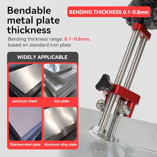Sheet Metal Roller 1 Station Metal Bender， Metal Roofing Tools，Sheet Metal Fabrication，0-100° Bending Range，Quick setup, lightweight and highly portable (5in) Red