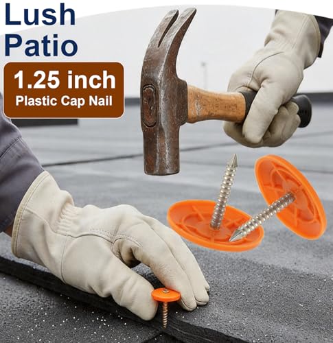 Plastic Cap Nails 1 1/4 Galvanized Nails for Roofing Felt Tar Paper 600 Ct Orange 600