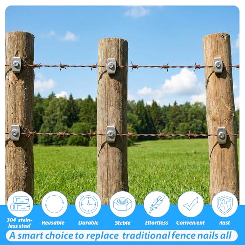 150 Pcs Fence Staples 304 Stainless Steel with Hex Adapter 150