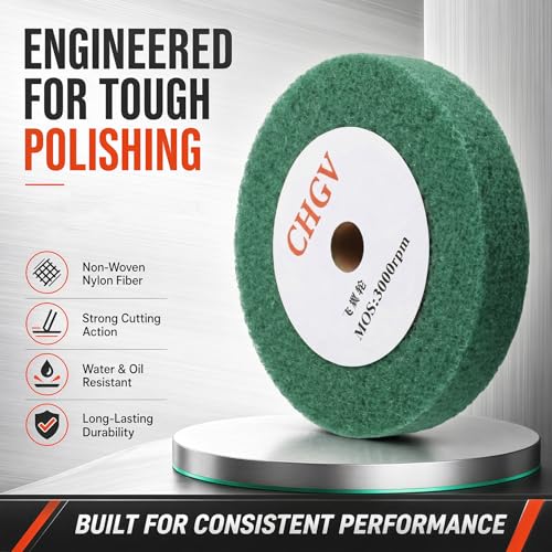 200mm x 50mm Non-Woven Nylon Polishing Burnishing Wheel, 240 Grit Wire Drawing Abrasive Flap Wheels 8" x 2" Polishing Flap Wheel for Stainless Steel Aluminum Copper Wood Metal(Green) Green 8" x 2"