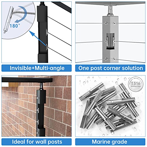 Muzata 10 Pack 1/8" Cable Railing Hardware CR23 Bundle 10 Pack Cable Railing Toggle Anchor Terminal CR07